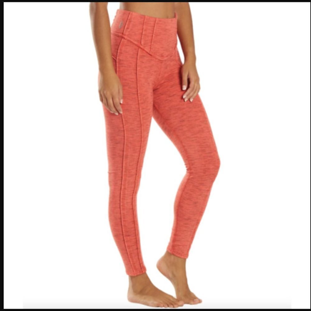 Free People Movement Hybrid High Rise Leggings XS Heathered Burgundy NWOT JB - Picture 2 of 10